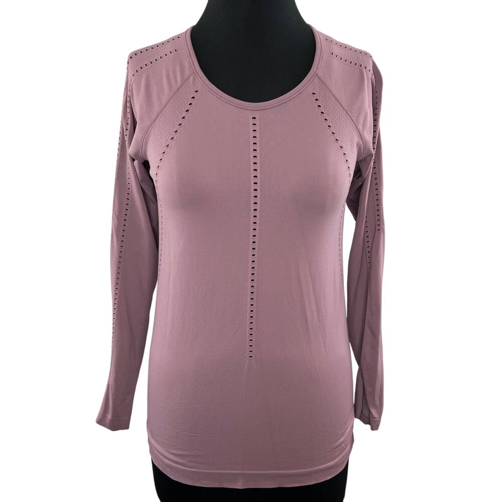 ATHLETA Mauve Pink Foothill Long Sleeve Active Top Tee Relaxed Vented Mesh S